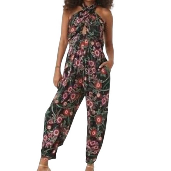 Misa Los Angeles Pants - MISA Los Angeles Shania Jumpsuit‎ Women's Medium Pockets Boho Floral Sleeveless